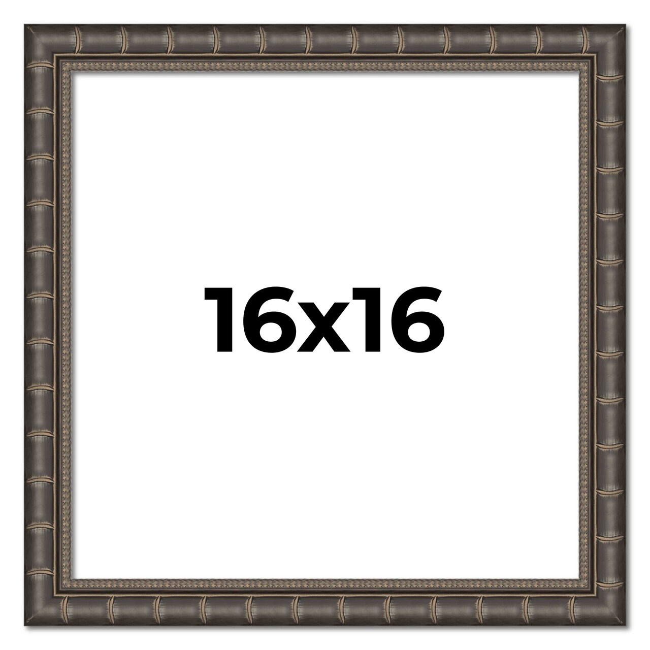 16x16 Modern Bamboo Picture Frame with UV-Resistant Acrylic & Acid Free Backing, Available in 5 Finishes - Gold, Silver, Brown, Black, and Natural